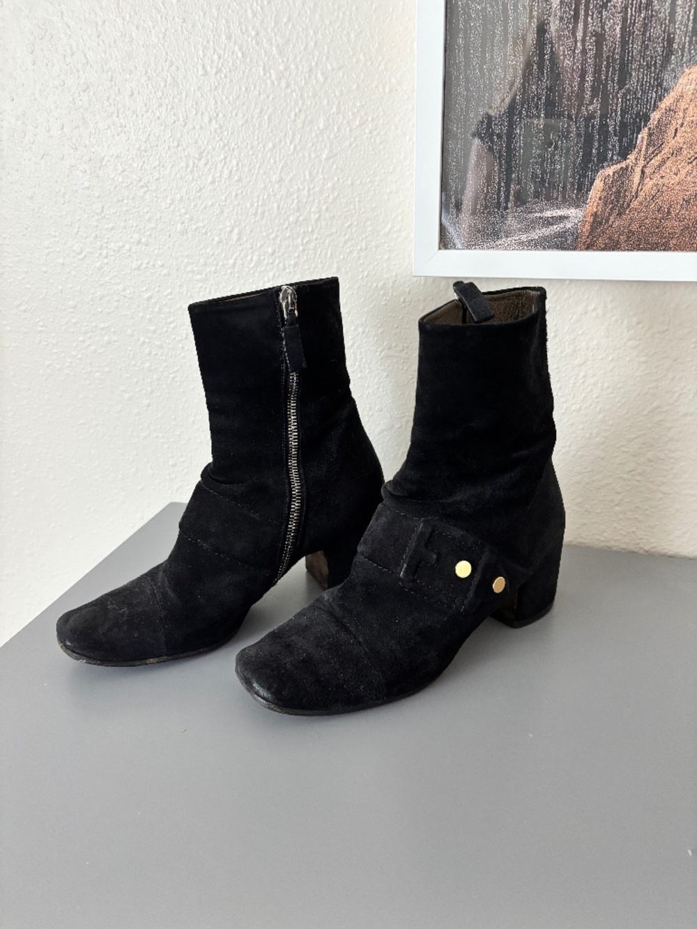 Marc Jacobs black suede boots 36.5